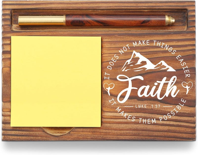 YODOCAMP Christian Desk Organizer, Bible Verse Sticky Note Holder, Luke 1:37 Faith Makes Things Possible, Religious Gifts for Christians, Pastors, Church Leaders, Believers TZP99 - Image 1
